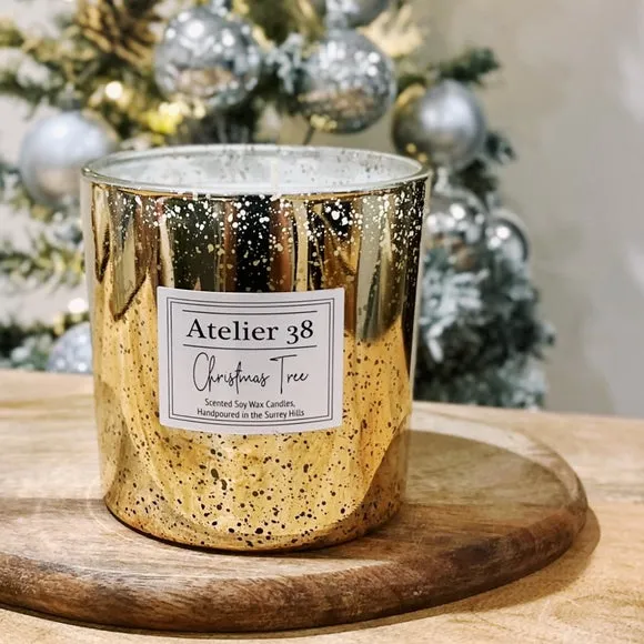 3-Wick Candle Christmas Tree Scent - Gold, Soy image