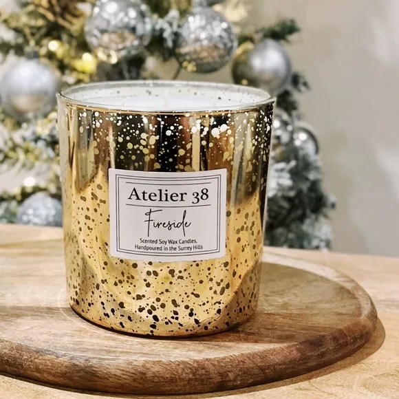 3-Wick Candle Fireside Scent - Gold, Soy Wax image