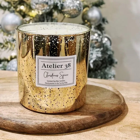 3-Wick Soy Candle Christmas Spice - Gold Glass image