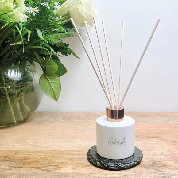 Engraved Reed Diffuser with Cap - White, Glass image