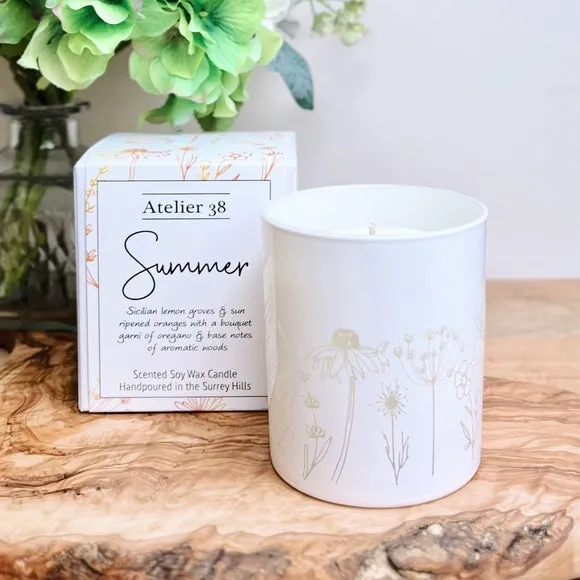 Engraved Scented Candle - White, Soy Wax