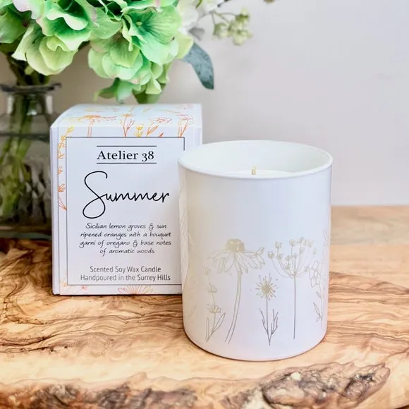 Engraved Scented Candle - White, Soy Wax