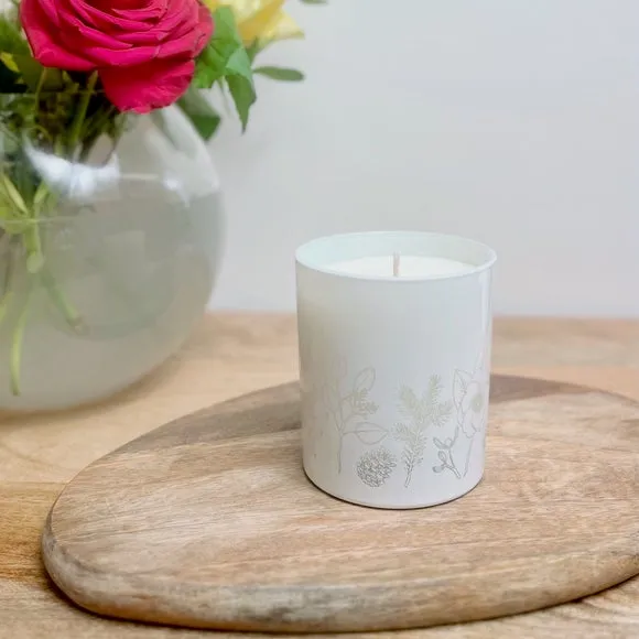 Engraved Soy Candle Winter Design - White image