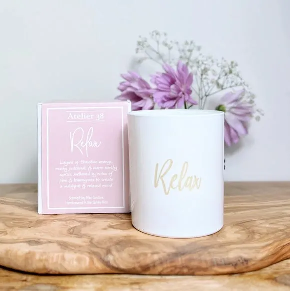 Engraved Soy Wax Candle - White Glass image