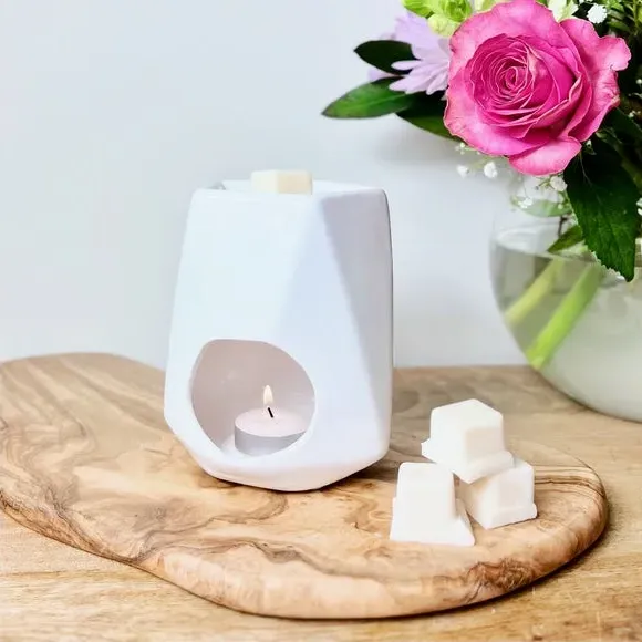 Geo Wax Burner Gift Set - White, Ceramic