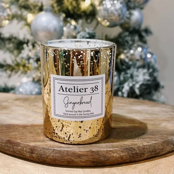Gingerbread Scented Candle - Gold, Glass image