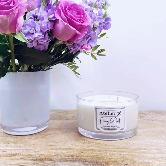 Large Multi Wick Candle - Peony & Oud, Soy Wax image