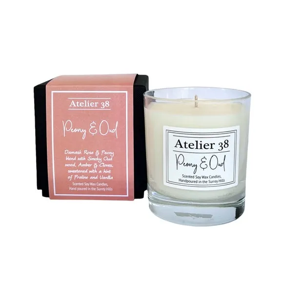 Medium Candle Peony & Oud - Clear, Glass