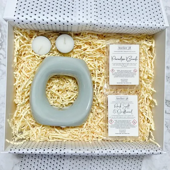 Oval Wax Burner Gift Set - Grey, Soy Wax
