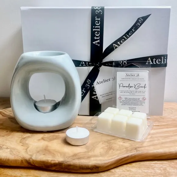 Oval Wax Burner Gift Set - Grey, Soy Wax image