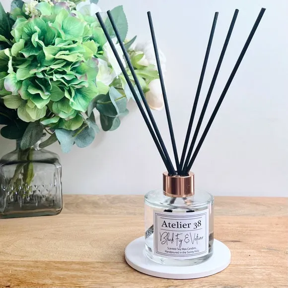 Reed Diffuser with Rose Gold Cap - Clear Glass image