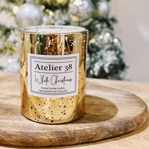 Single Wick Candle White Christmas - Gold, Soy Wax image
