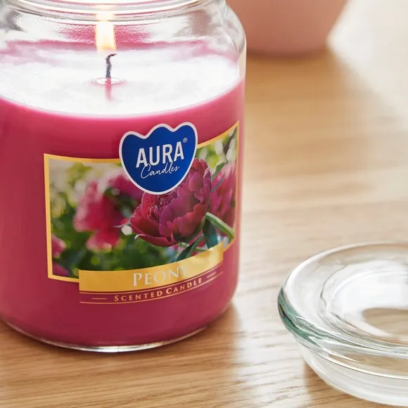 Peony Scented Jar Candle - Pink Wax