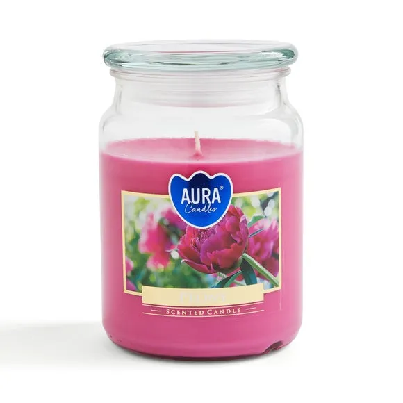 Peony Scented Jar Candle - Pink Wax