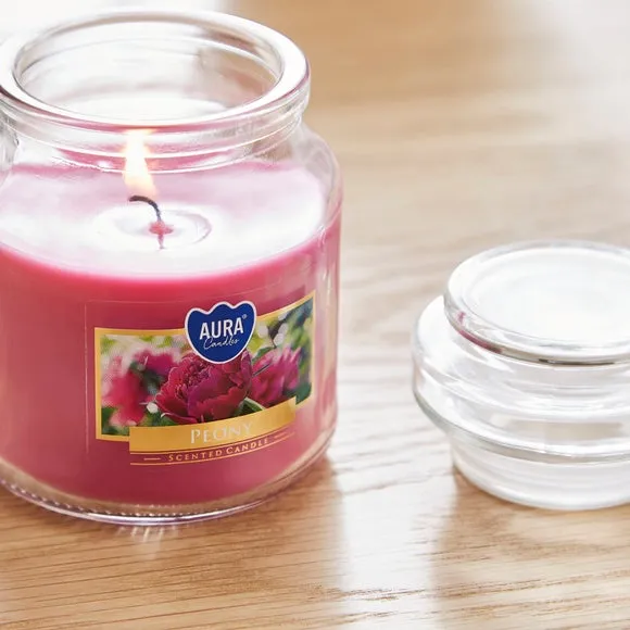 Peony Scented Jar Candle - Pink Wax