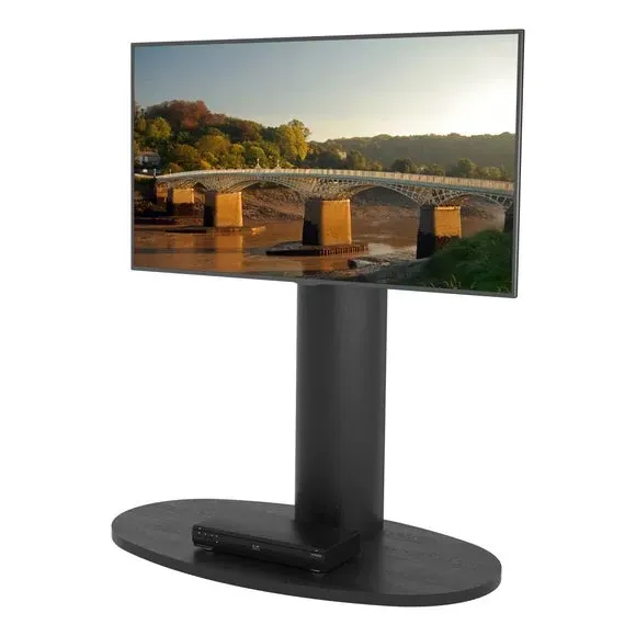 Column TV Stand with Swivel - Black, Wood