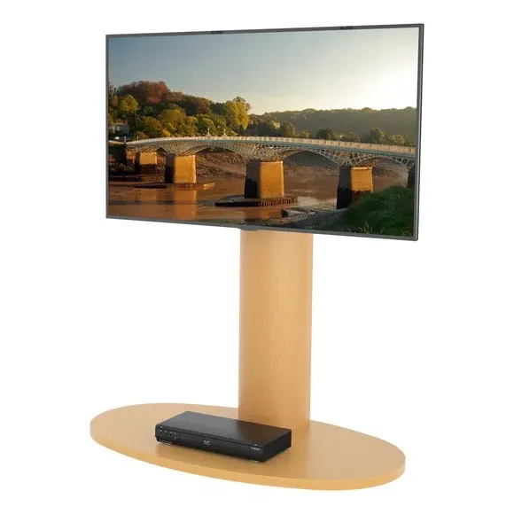 Column TV Stand with Swivel - Oak, Wood