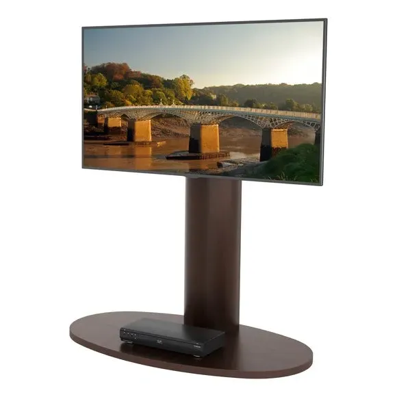 Column TV Stand with Swivel - Walnut, Wood