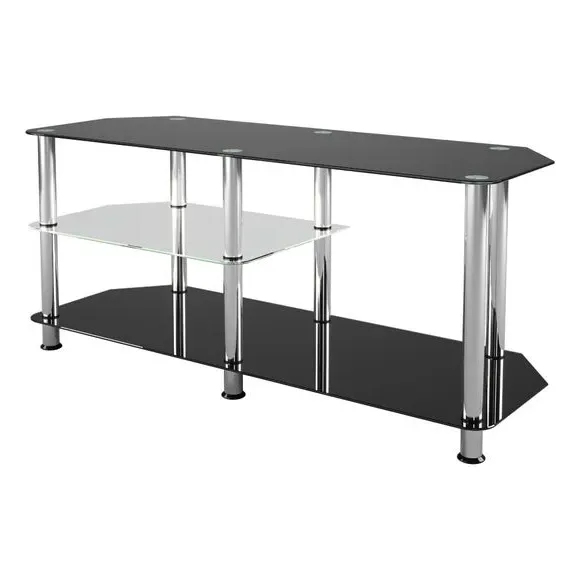 Corner TV Unit with Storage - Black, Glass