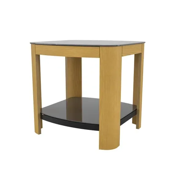 Curved Side Table with Shelf - Oak, Wood