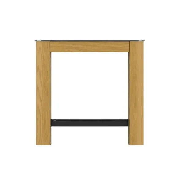 Curved Side Table with Shelf - Oak, Wood