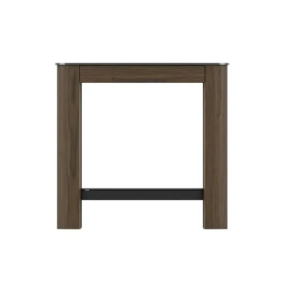 Curved Side Table with Shelf - Walnut, Wood