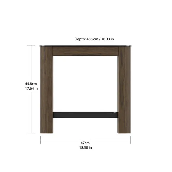 Curved Side Table with Shelf - Walnut, Wood