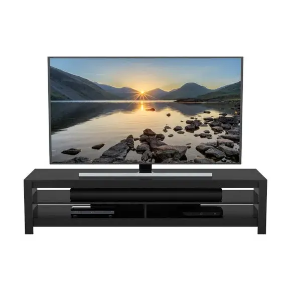 Extra Wide TV Stand with Cable Management - Black