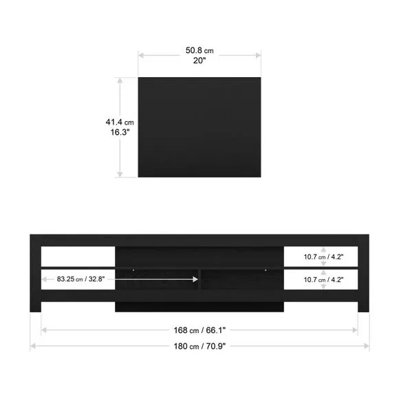 Extra Wide TV Stand with Cable Management - Black