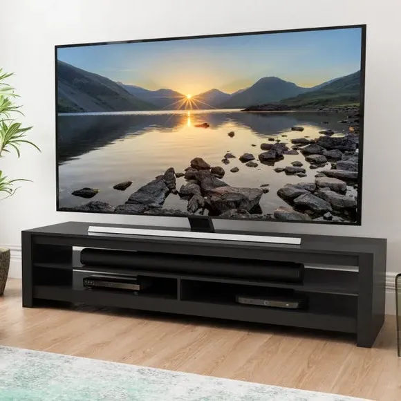 Extra Wide TV Stand with Cable Management - Black image