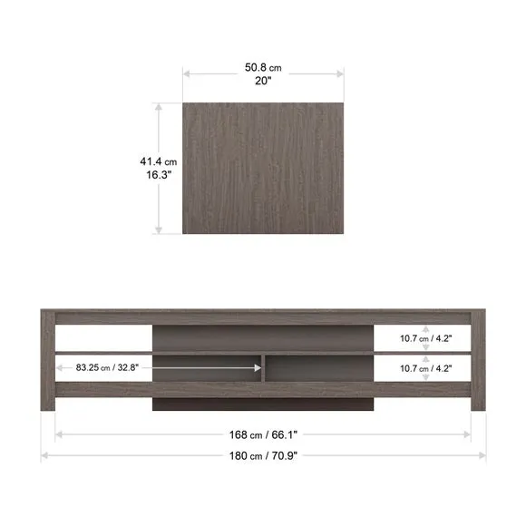 Extra Wide TV Stand with Cable Management - Grey
