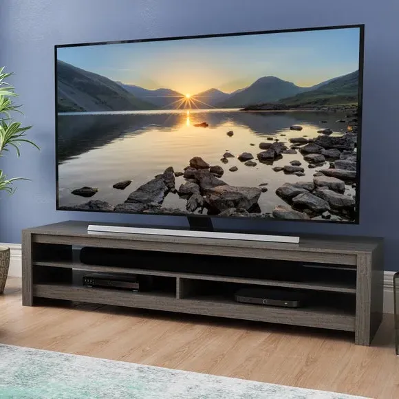 Extra Wide TV Stand with Cable Management - Grey