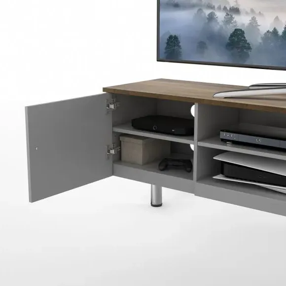 Extra Wide TV Stand with Storage - Grey, Wood