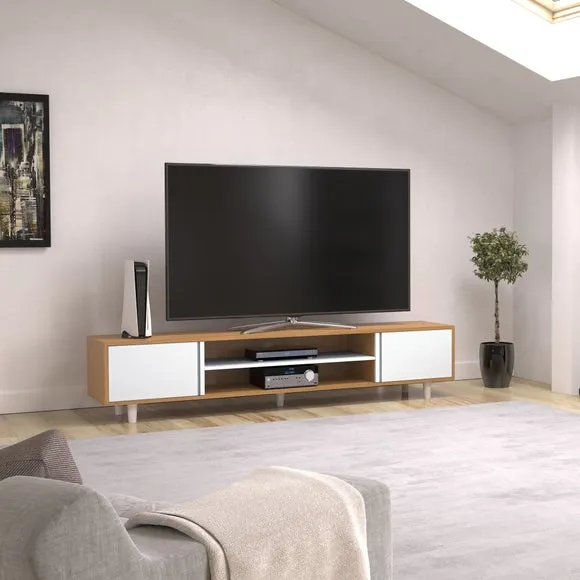 Extra Wide TV Stand with Storage - White, Wood image