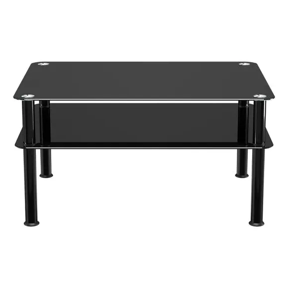Large Coffee Table with Shelf - Black, Glass