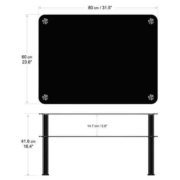 Large Coffee Table with Shelf - Black, Glass