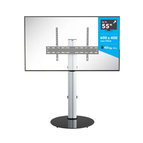 Pedestal TV Stand for 55" TVs - Silver