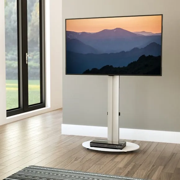 Pedestal TV Stand for 55" TVs - White image