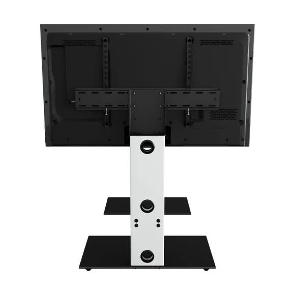 Pedestal TV Unit with Shelf - White, Glass