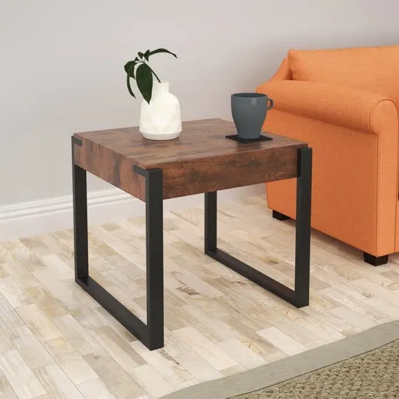 Side Table with Adjustable Feet - Dark Wood image