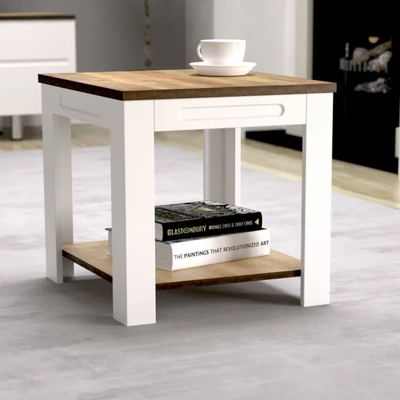 Side Table with Storage - White, Wood image