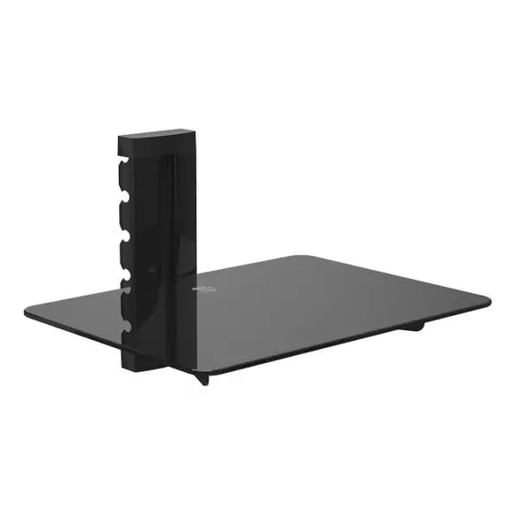 Single AV Shelf with Cable Management - Black Glass