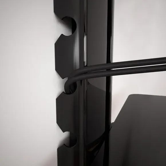 Single AV Shelf with Cable Management - Black Glass