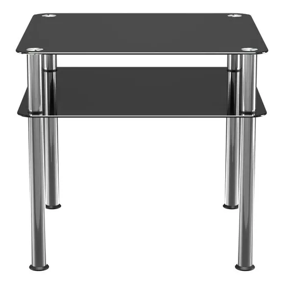 Square Coffee Table with Shelf - Black, Glass