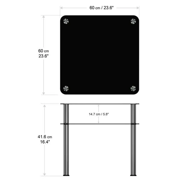 Square Coffee Table with Shelf - Black, Glass