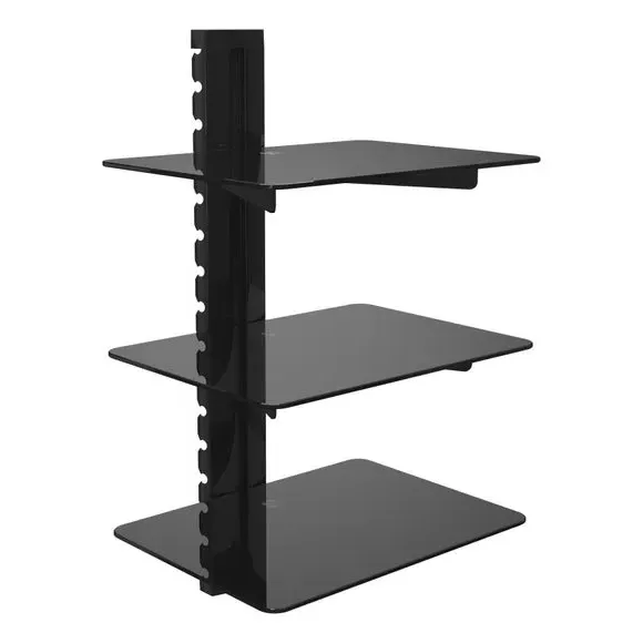 Triple AV Shelf with Cable Management - Black