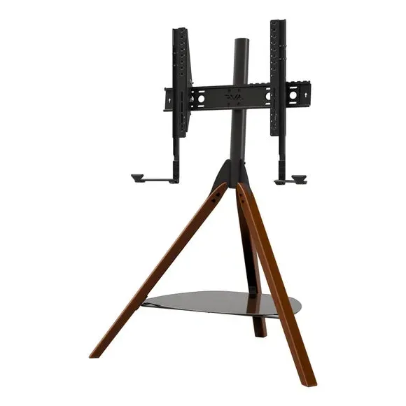 Tripod TV Stand with Soundbar Mount - Black Glass