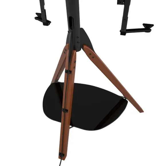 Tripod TV Stand with Soundbar Mount - Black Glass