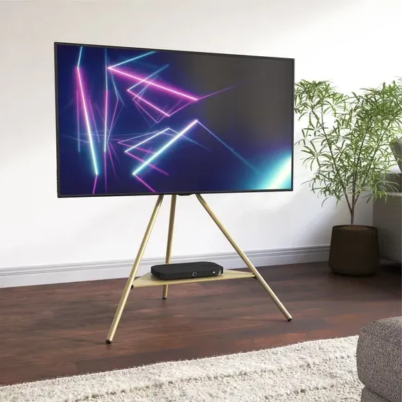 Tripod TV Stand with Swivel - Gold, Metal image