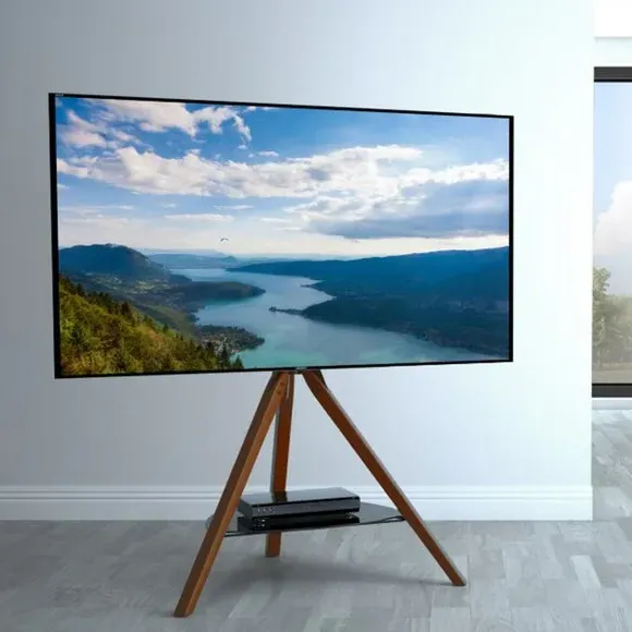 Tripod TV Stand with Tilt - Dark Wood